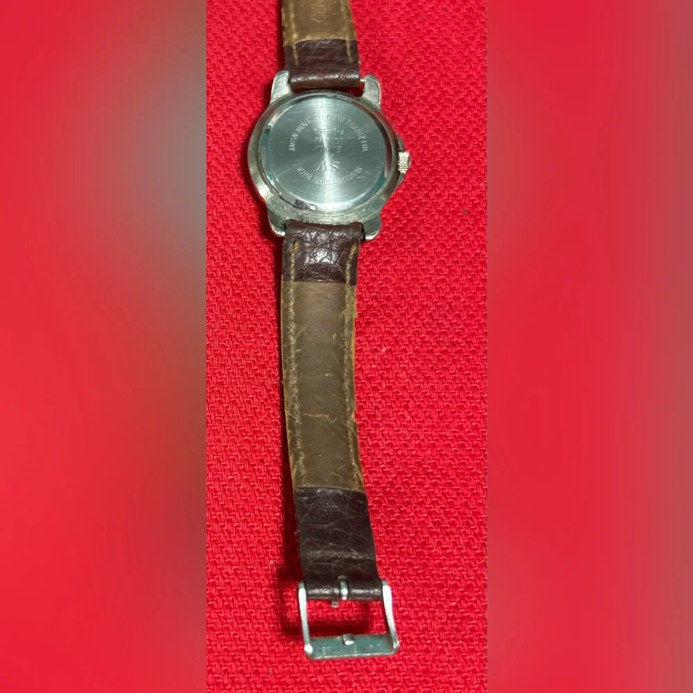 SV by‎ SERGIO VALENTE Quartz Watch Black Dial Brown Leather Band NEW BATTERY
